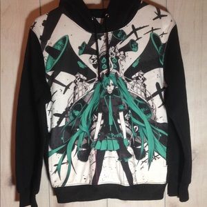 Black and White Hatsune Miku Anime hoodie